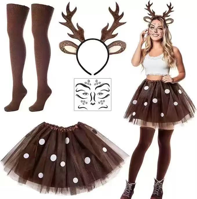 Reindeer Costume Set Antler He - مراجعة Reindeer Antlers Headband وسعره