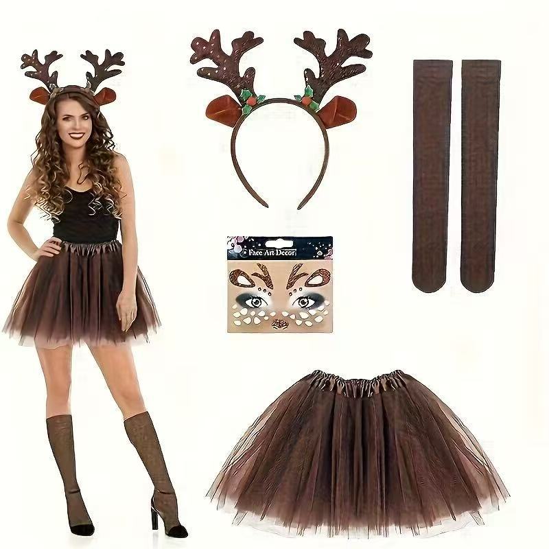 Reindeer Costume Set Antler He - مراجعة Reindeer Antlers Headband وسعره