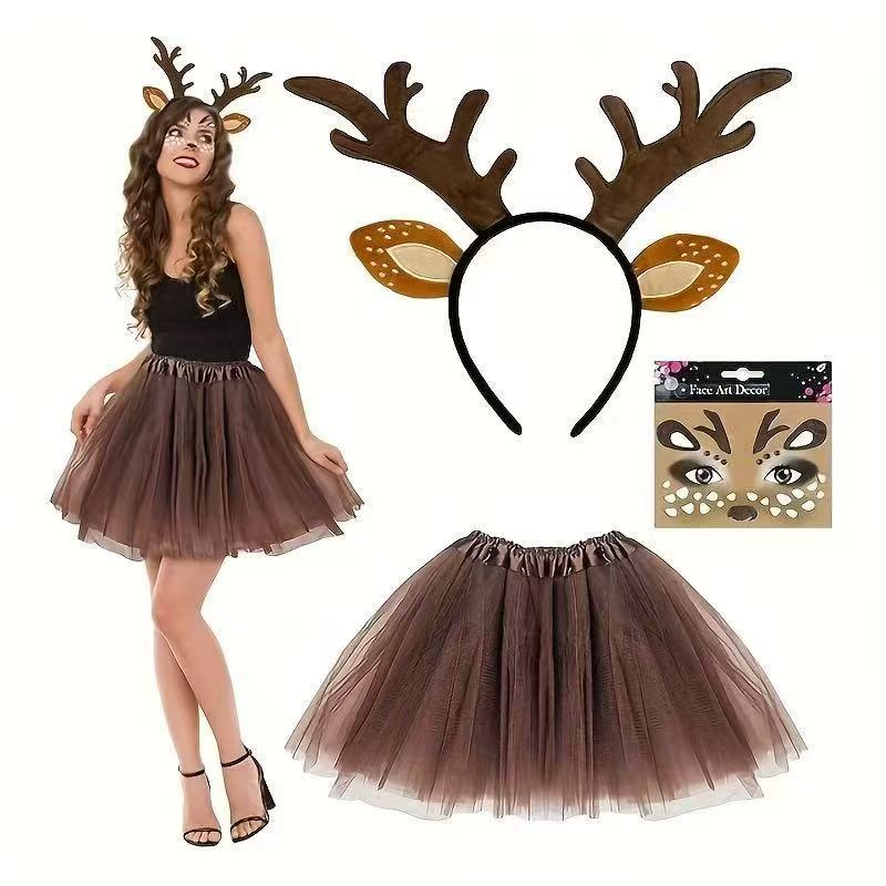 Reindeer Costume Set Antler He - مراجعة Reindeer Antlers Headband وسعره
