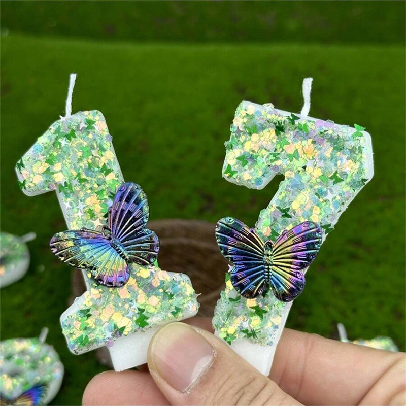 1Pc Green Sequins Number 0-9 B - مراجعة Holiday Candle Set وسعره