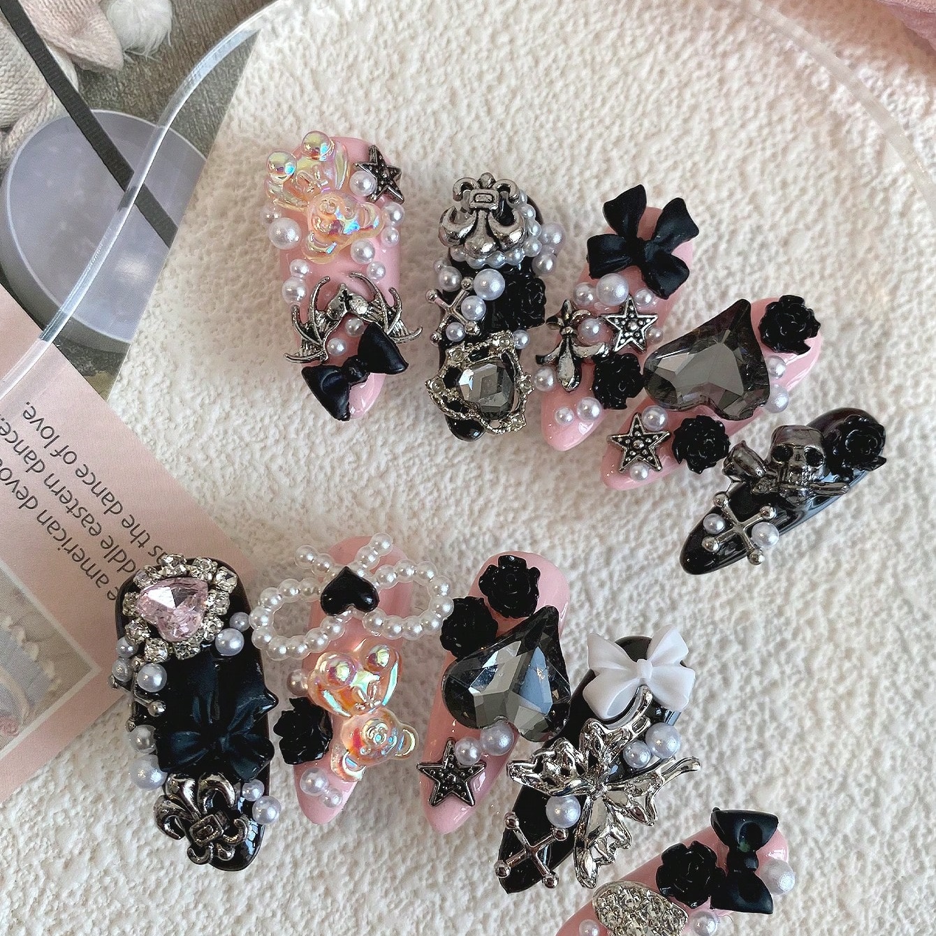 10pcs Long Coffin Pink Black G - مراجعة Ribbon Bow Gift وسعره