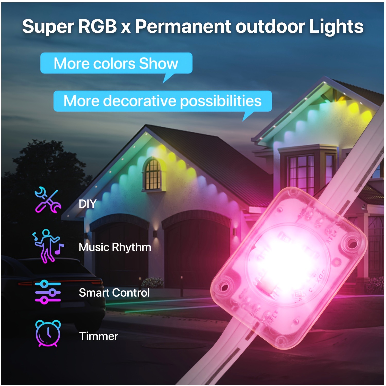 RGB+IC Smart Outdoor Eaves Lig - مراجعة Christmas Lights Outdoor وسعره