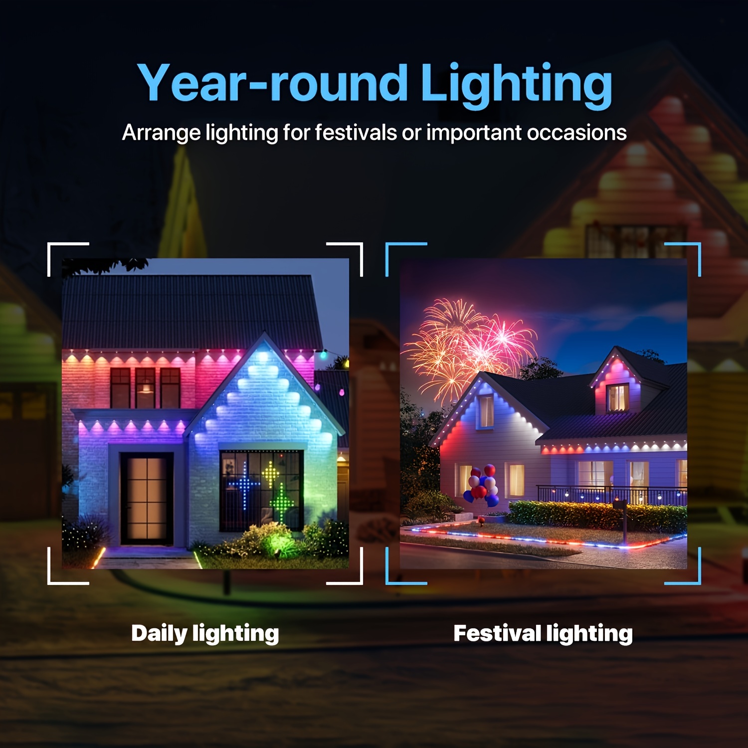 RGB+IC Smart Outdoor Eaves Lig - مراجعة Christmas Lights Outdoor وسعره