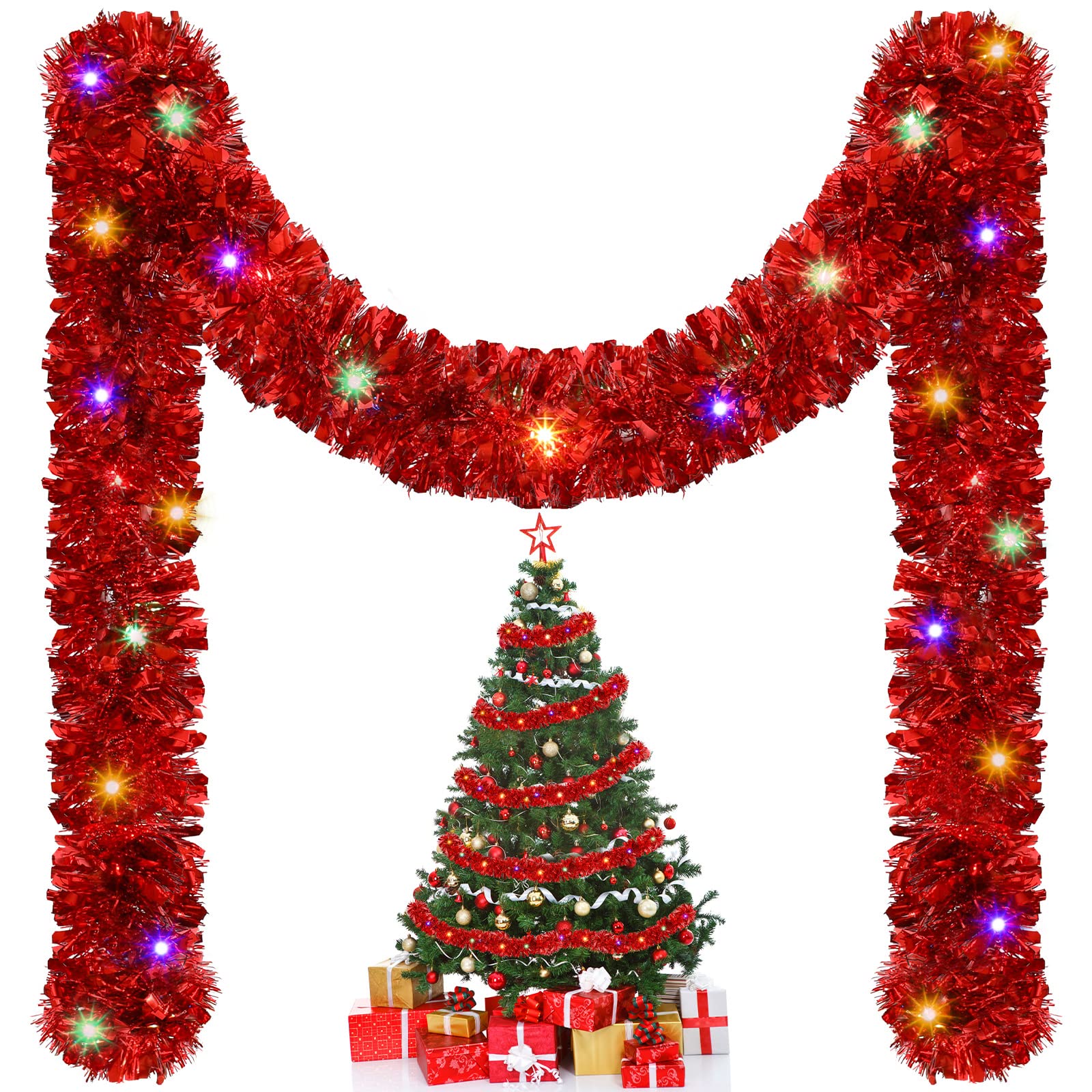 1/3pcs 5M Christmas Tinsel Gar - مراجعة Tinsel Garland Decoration وسعره