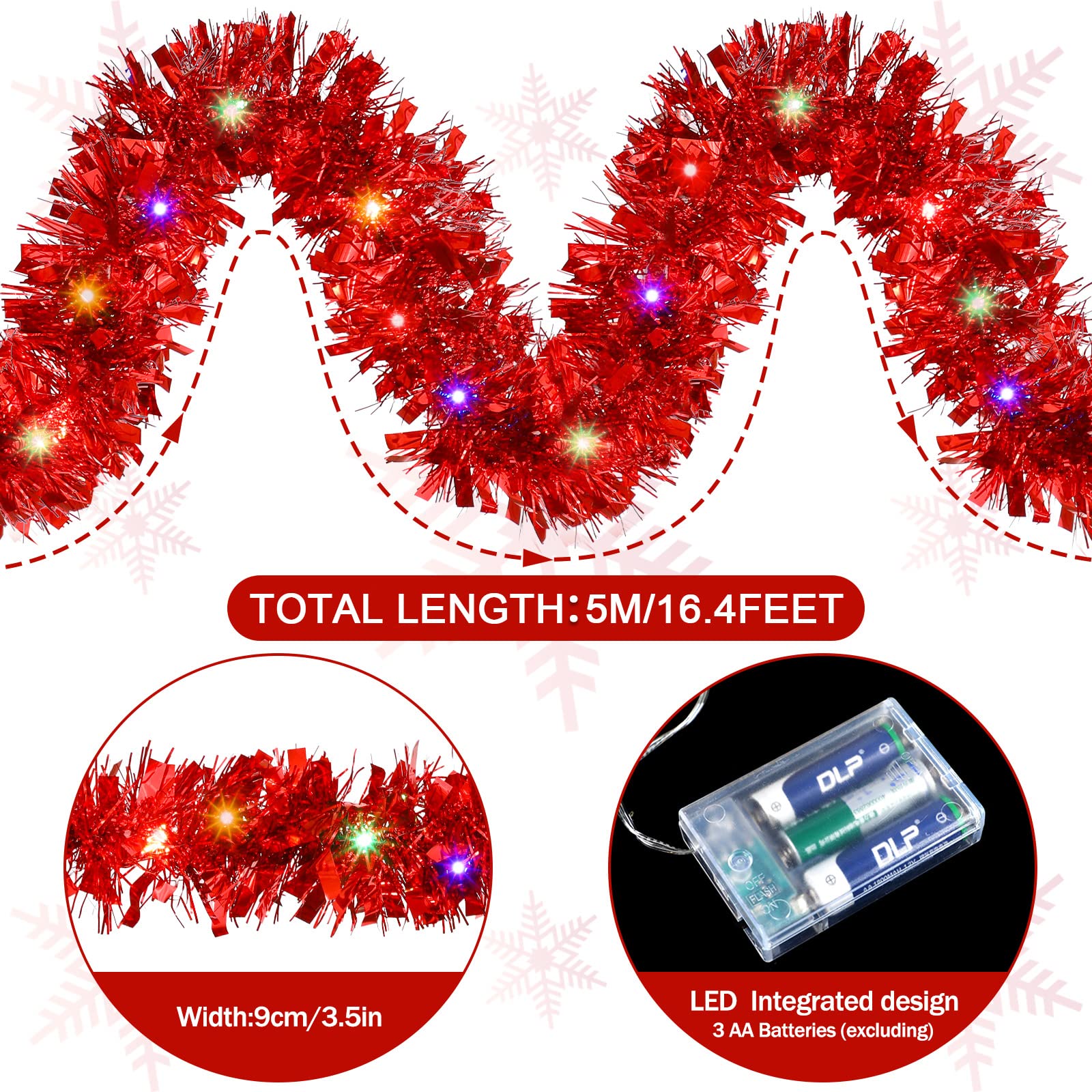 1/3pcs 5M Christmas Tinsel Gar - مراجعة Tinsel Garland Decoration وسعره