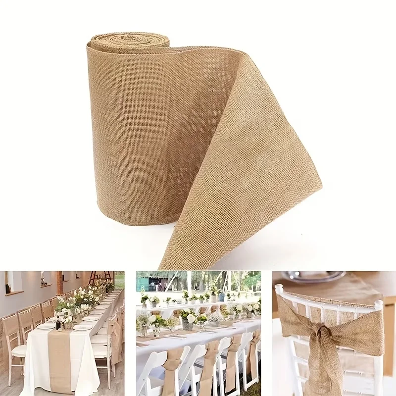 New Desig Beige Burlap Roll 30 - مراجعة Christmas Table Runner وسعره
