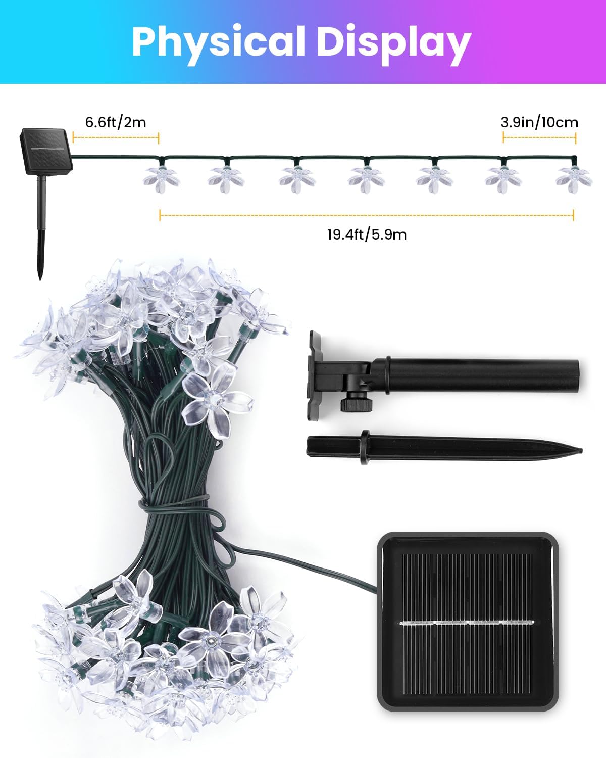 60 LED Flower Solar String Lig - مراجعة Led Fairy String Lights وسعره