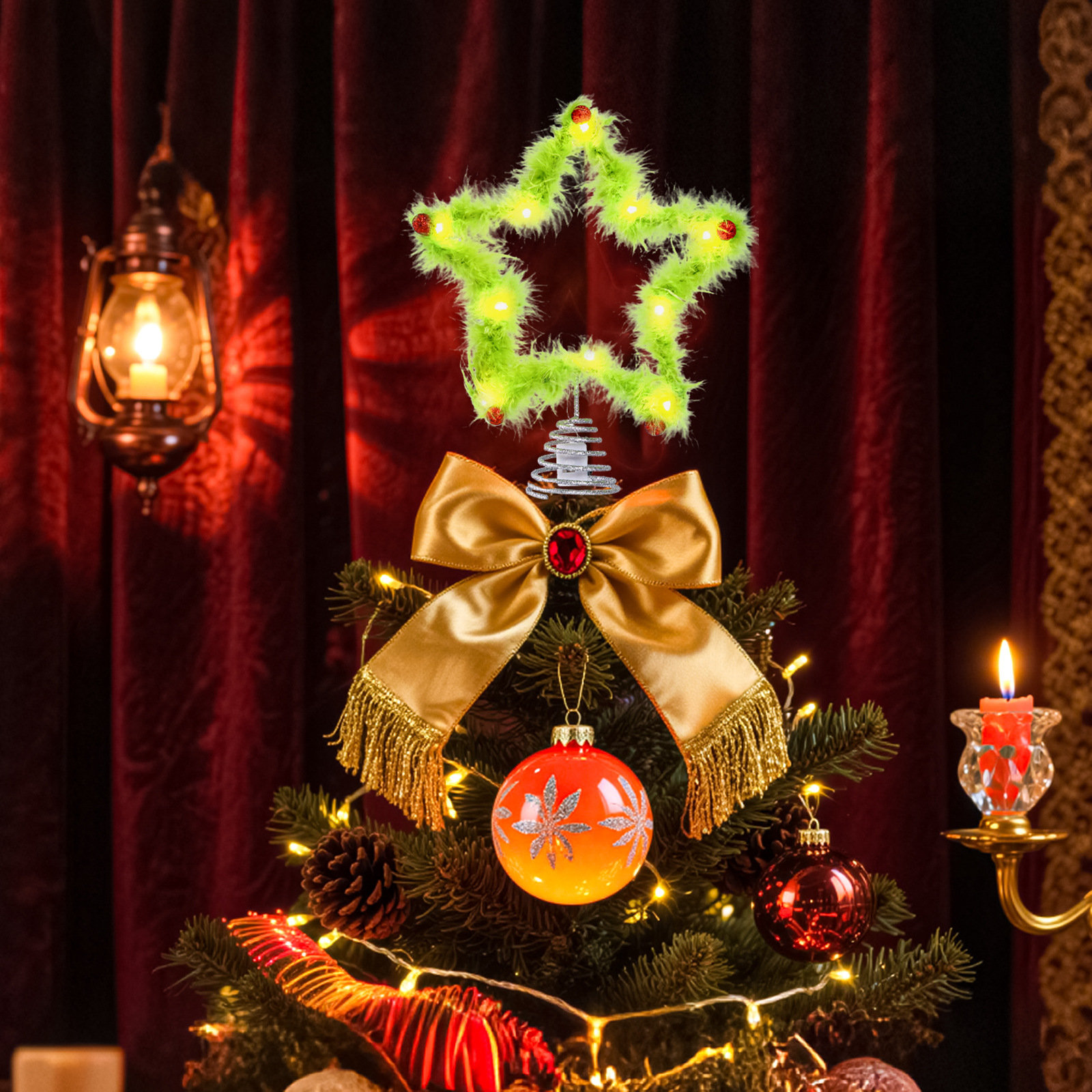 Christmas Fuzzy Grinch Star Tr - مراجعة Star Tree Topper وسعره