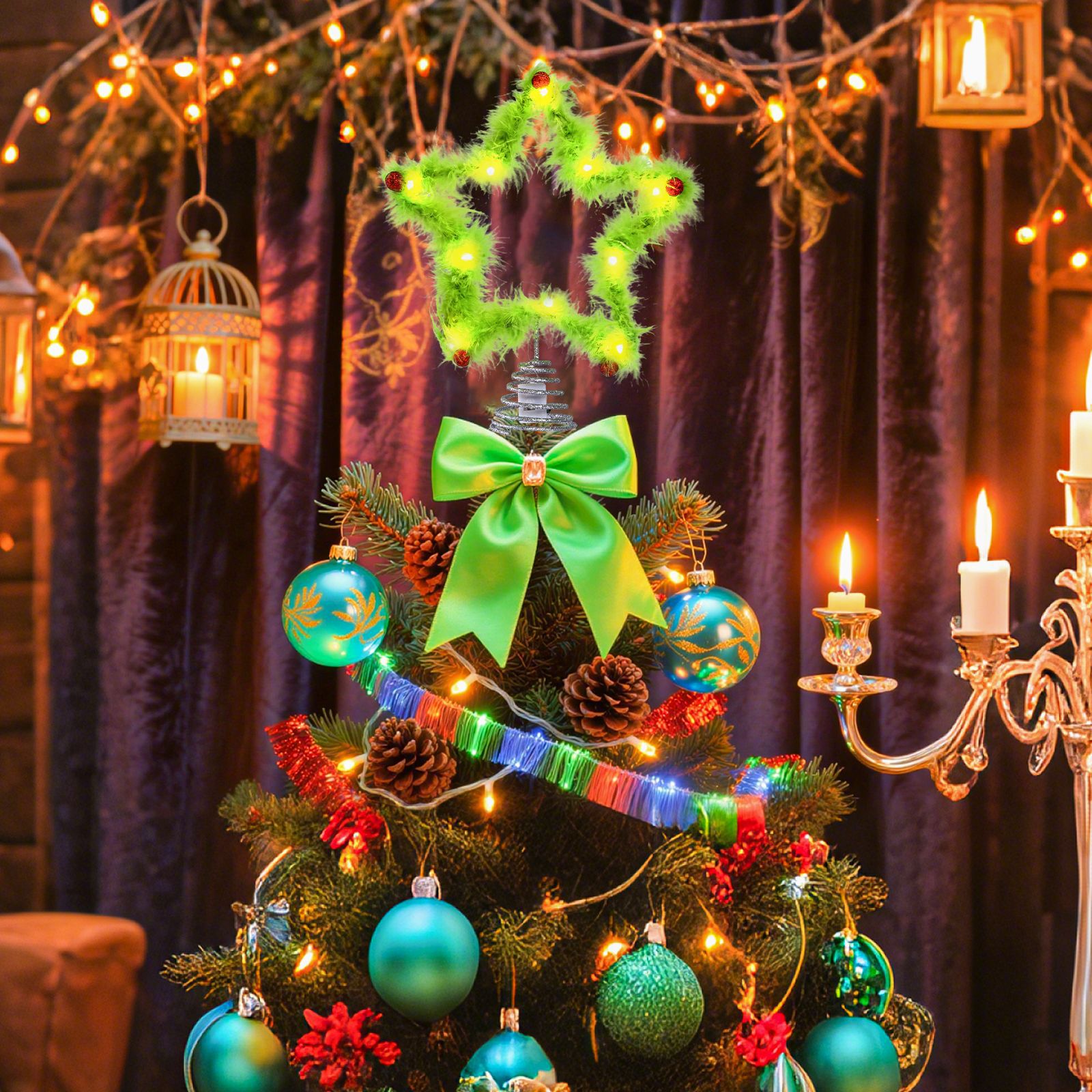 Christmas Fuzzy Grinch Star Tr - مراجعة Star Tree Topper وسعره