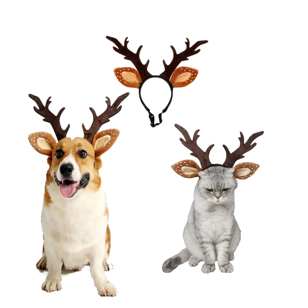 Dogs Headbands Deer Costume Ha - مراجعة Reindeer Antlers Headband وسعره