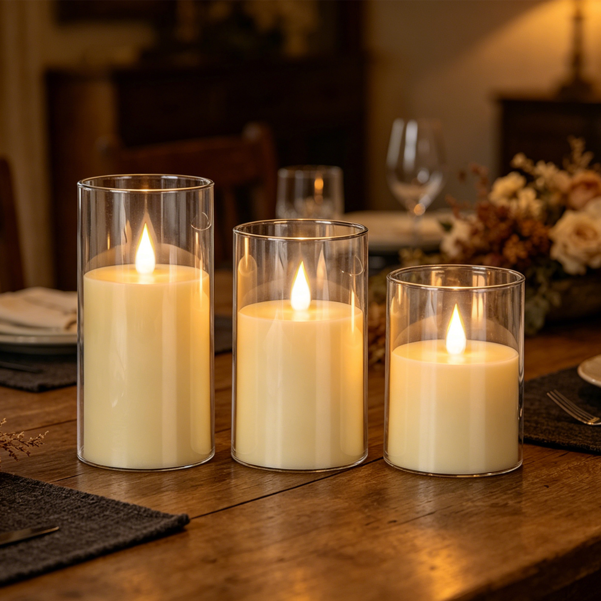 3-Piece LED Flame-Free Candle  - مراجعة Holiday Candle Set وسعره