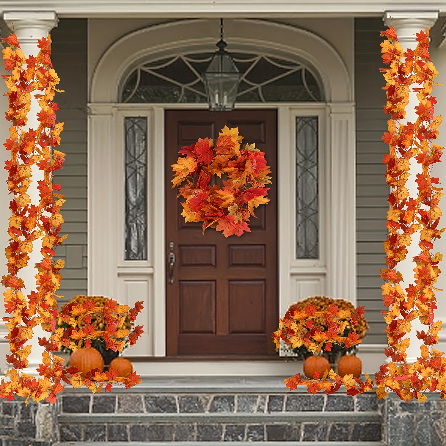 100CM Autumn Artificial Maple  - مراجعة Christmas Wreath Fake وسعره