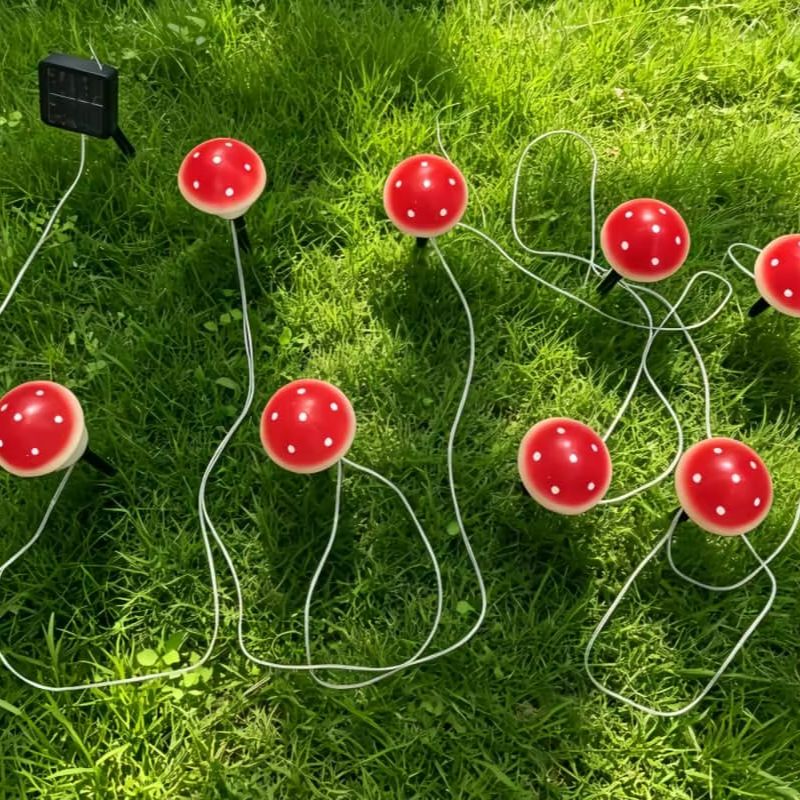 Solar Mushroom String Lights W - مراجعة Christmas Lights Outdoor وسعره