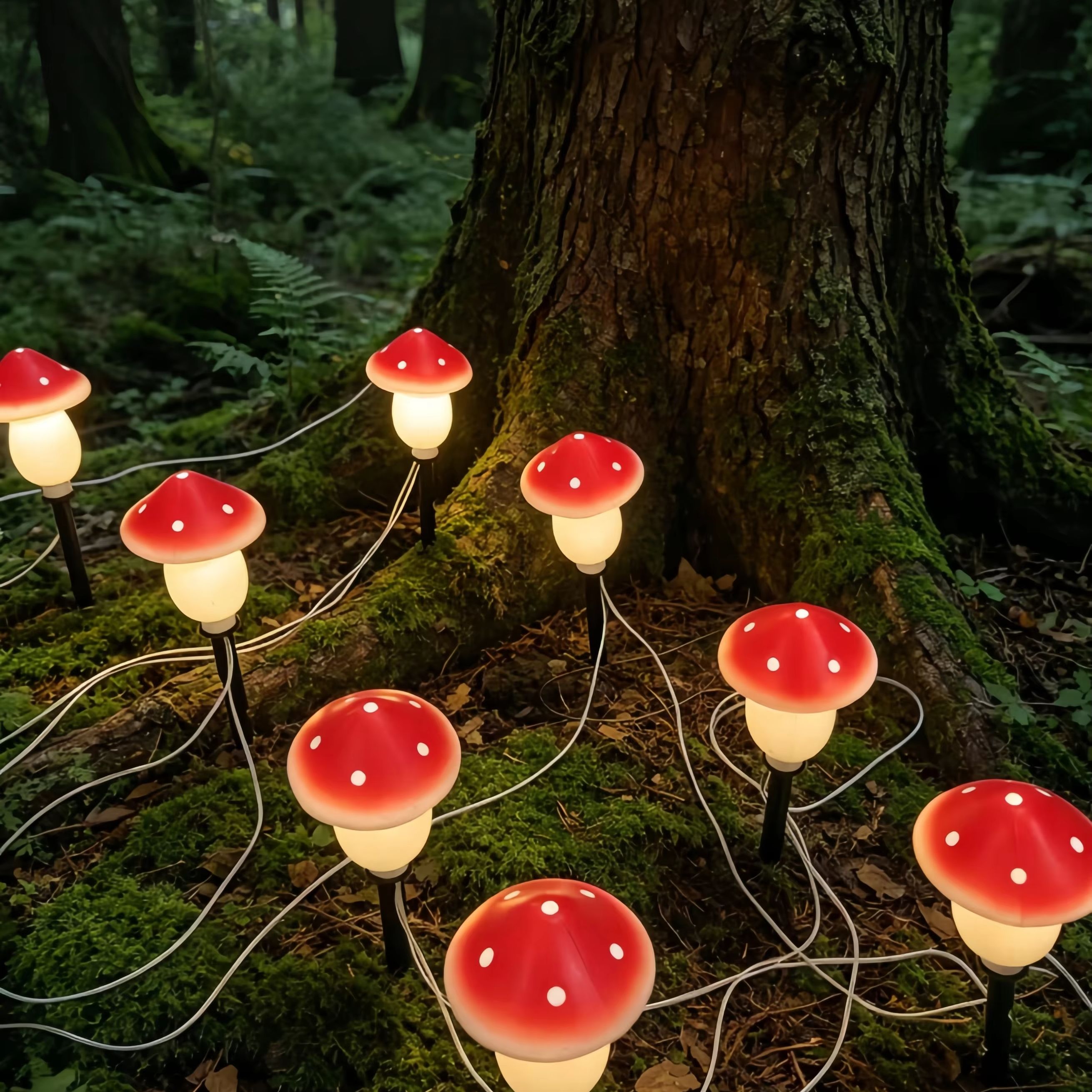 Solar Mushroom String Lights W - مراجعة Christmas Lights Outdoor وسعره