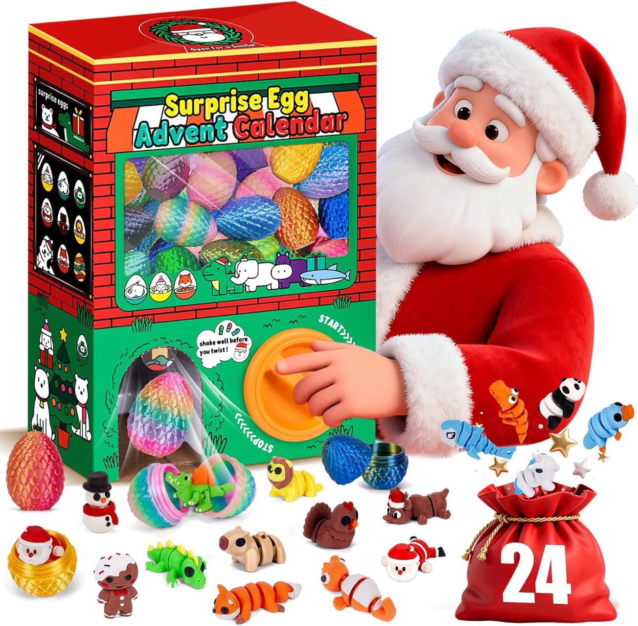 24pcs 3D Printed Surprise Egg  - مراجعة Advent Calendar Gift وسعره