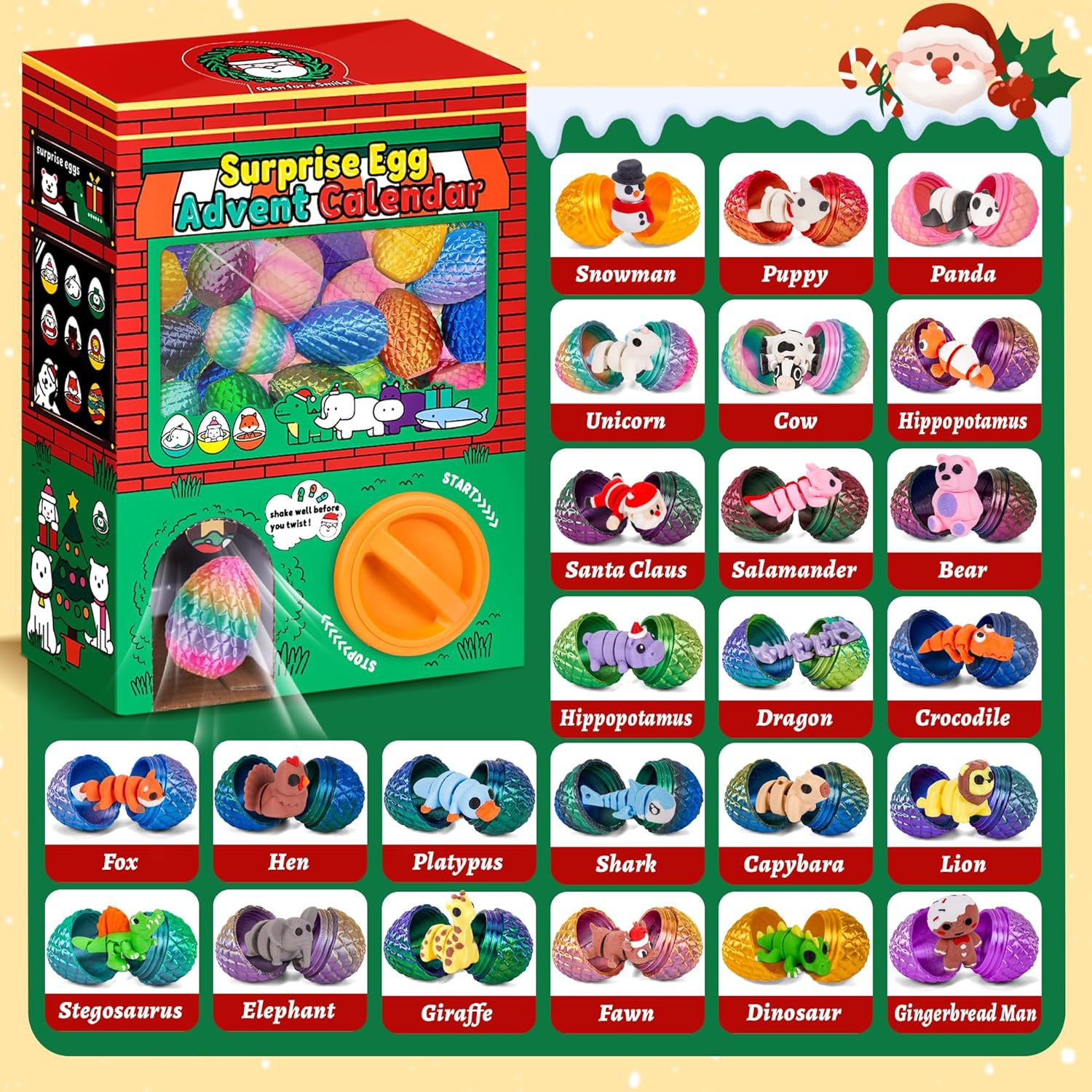 24pcs 3D Printed Surprise Egg  - مراجعة Advent Calendar Gift وسعره