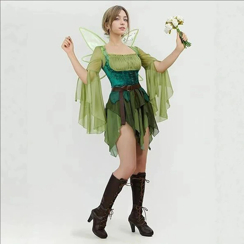 Women's Elf Medieval Green Fai - مراجعة Elf Costume Christmas وسعره